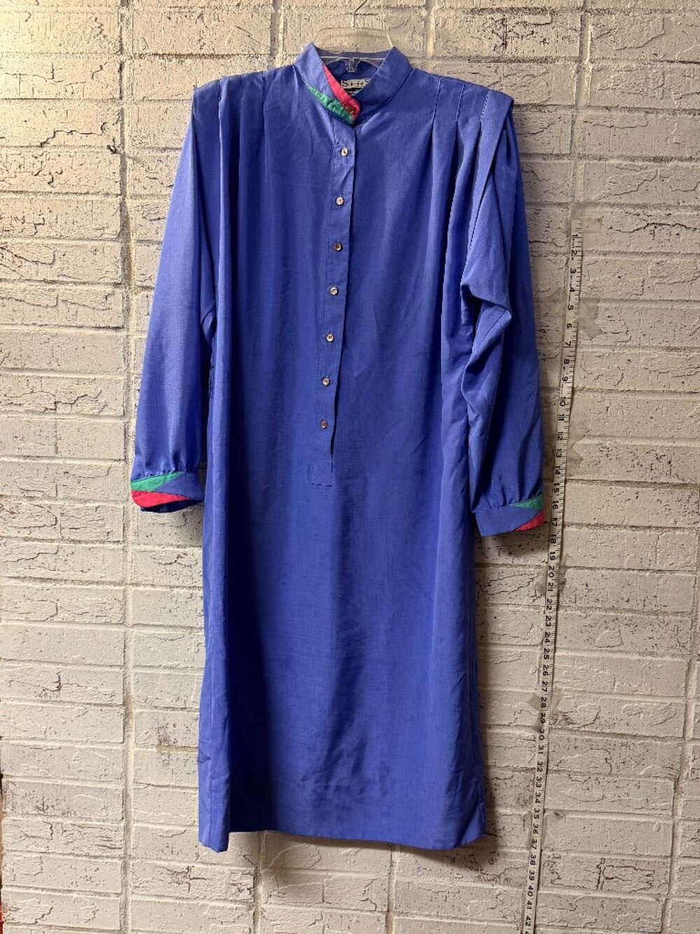 Vintage Schrader Sport Blue Shirt Dress Size 12 Button Front Midi Retro USA